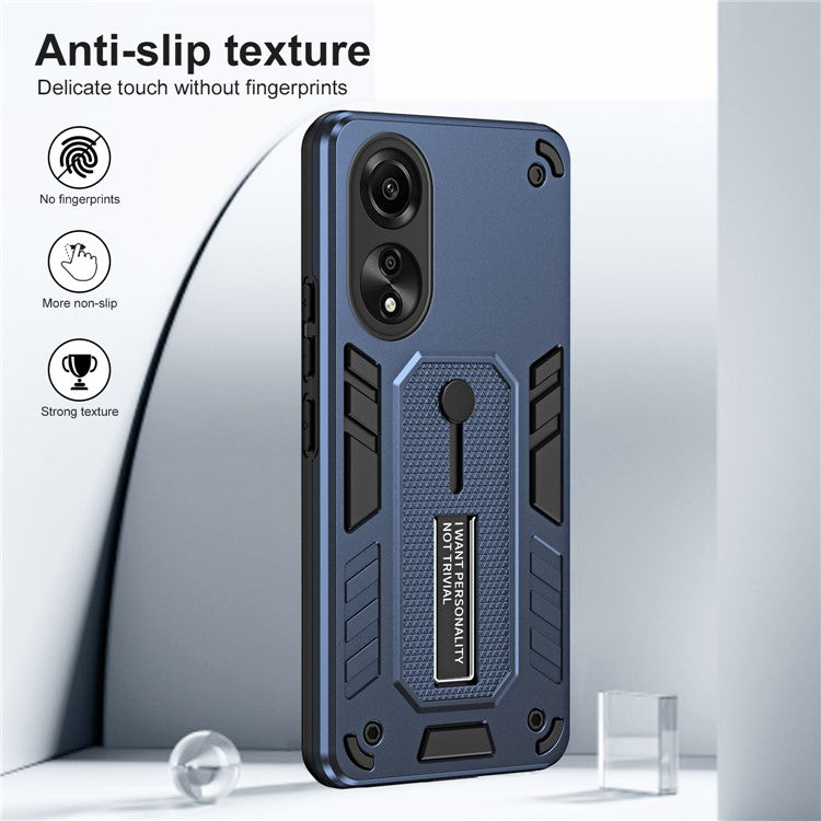 Phone Case for Oppo A78 4G TPU+PC Protective Cover Metal Kickstand - Blue