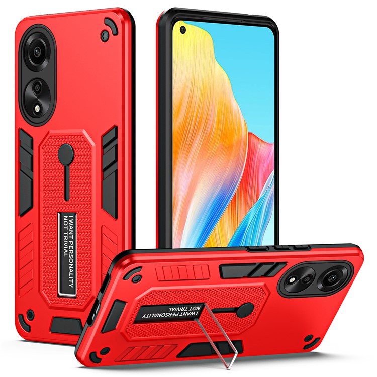Phone Case for Oppo A78 4G TPU+PC Protective Cover Metal Kickstand - Red