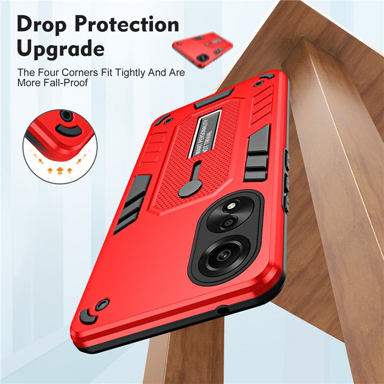 Phone Case for Oppo A78 4G TPU+PC Protective Cover Metal Kickstand - Red