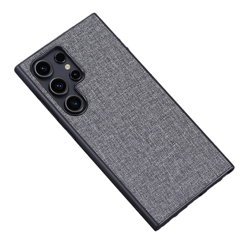For Samsung Galaxy S24 Ultra Cell Phone Case Drop-resistant Cloth+Hard PC Protective Back Cover - Grey