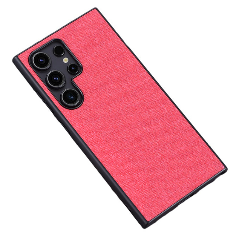 For Samsung Galaxy S24 Ultra Cell Phone Case Drop-resistant Cloth+Hard PC Protective Back Cover - Red