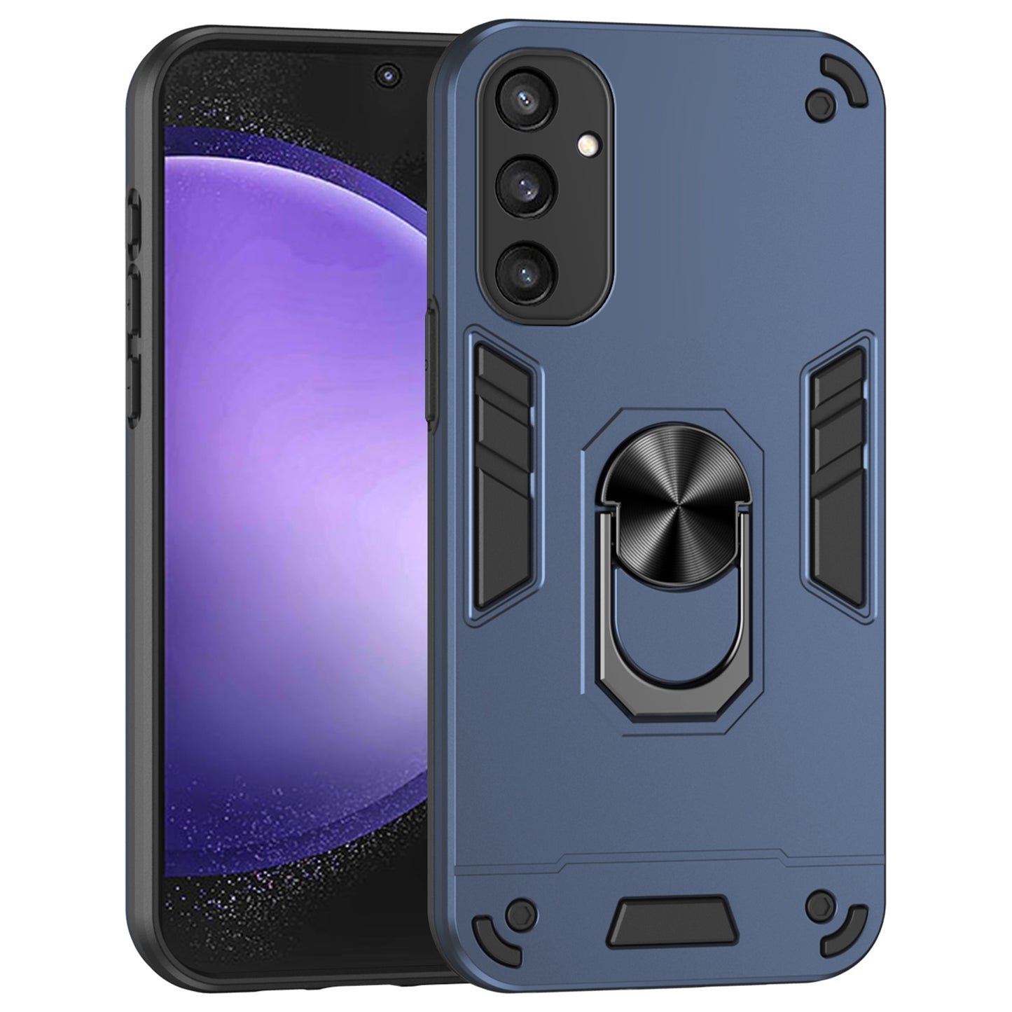 For Samsung Galaxy S24 Kickstand Case Anti-dust PC+TPU Smart Phone Cover Fits Magnetic Car Mount - Blue