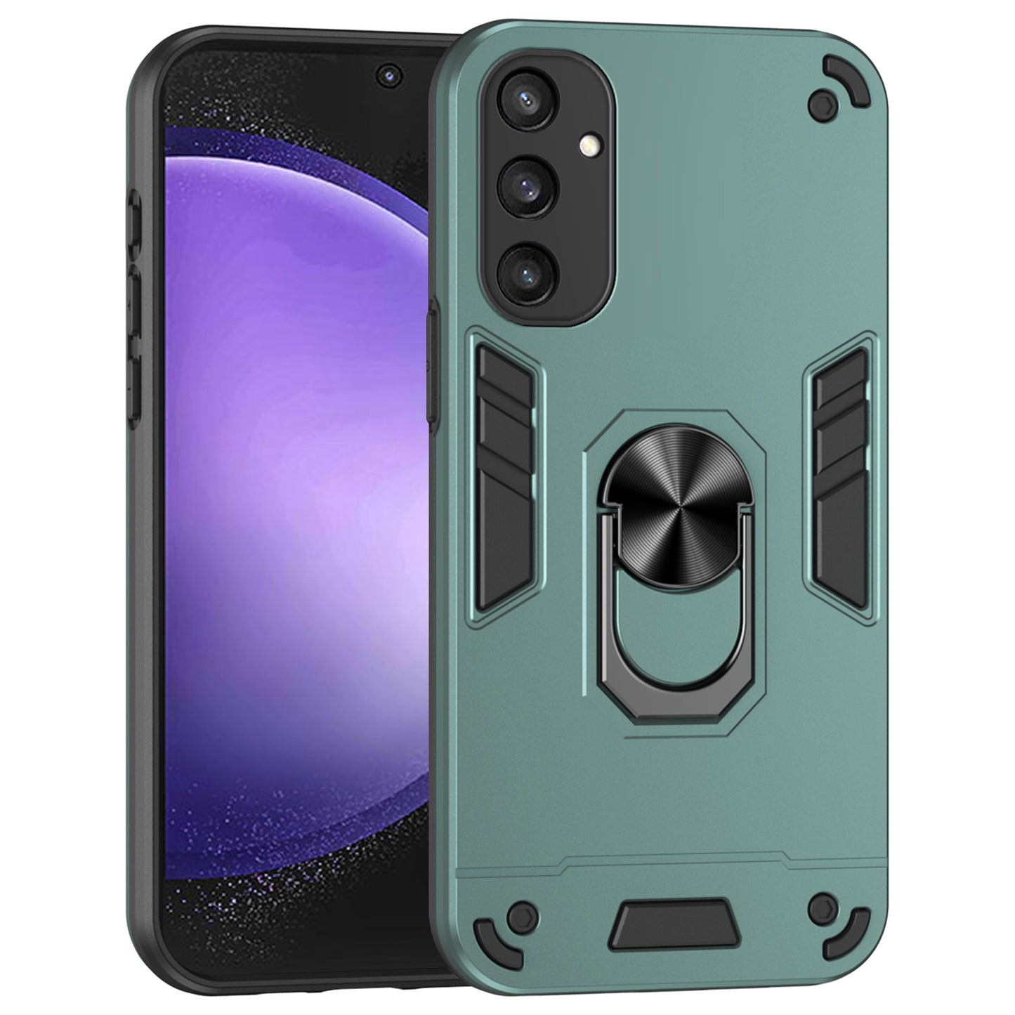 For Samsung Galaxy S24 Kickstand Case Anti-dust PC+TPU Smart Phone Cover Fits Magnetic Car Mount - Green