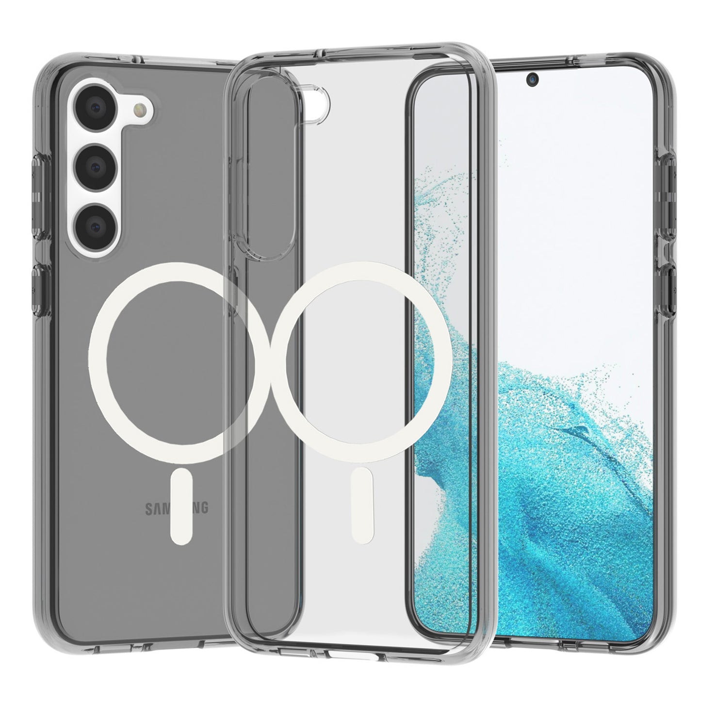 For Samsung Galaxy S24+ Magnetic Case Slim-Fit Hard PC Soft TPU Protective Back Shell - Transparent Black