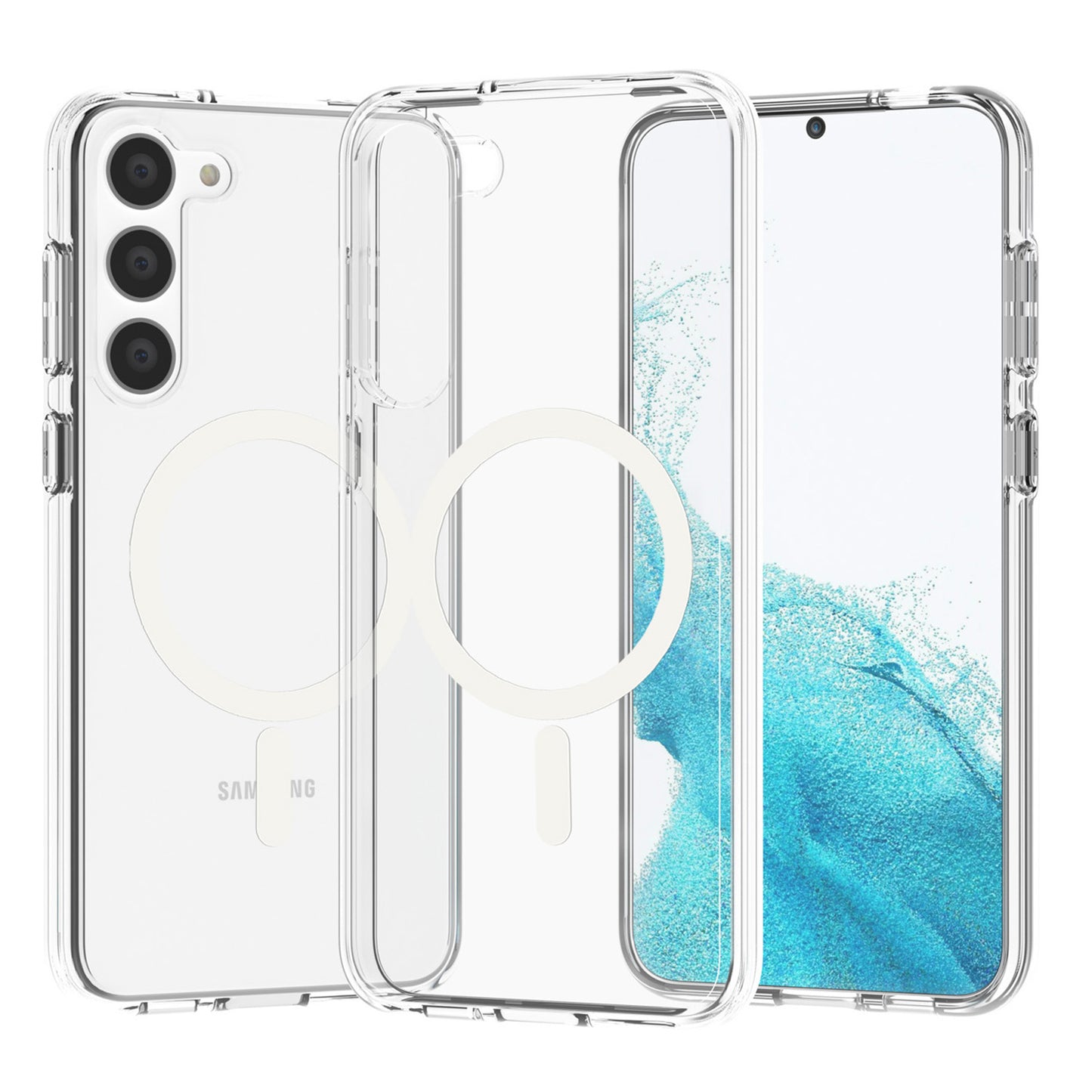 For Samsung Galaxy S24+ Magnetic Case Slim-Fit Hard PC Soft TPU Protective Back Shell - Transparent