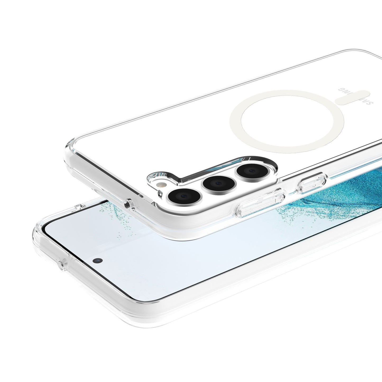 For Samsung Galaxy S24+ Magnetic Case Slim-Fit Hard PC Soft TPU Protective Back Shell - Transparent