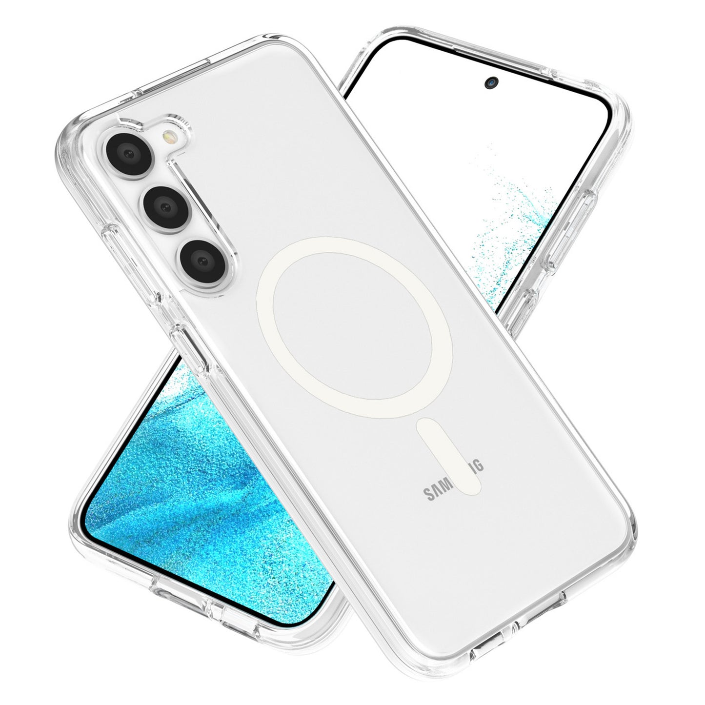 For Samsung Galaxy S24+ Magnetic Case Slim-Fit Hard PC Soft TPU Protective Back Shell - Transparent