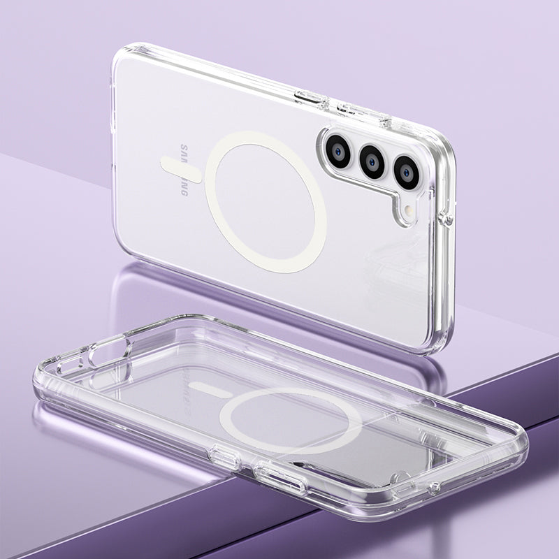 For Samsung Galaxy S24+ Magnetic Case Slim-Fit Hard PC Soft TPU Protective Back Shell - Transparent