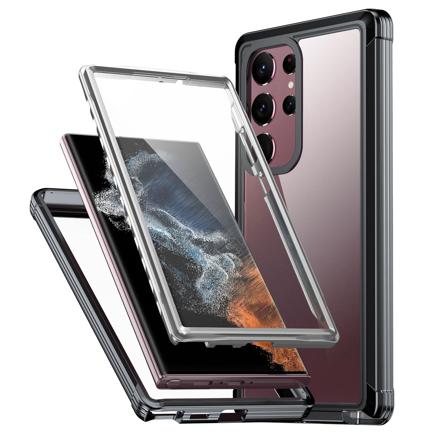 For Samsung Galaxy S24 Ultra Phone Case PC+TPU Shockproof Cover with Screen Protector