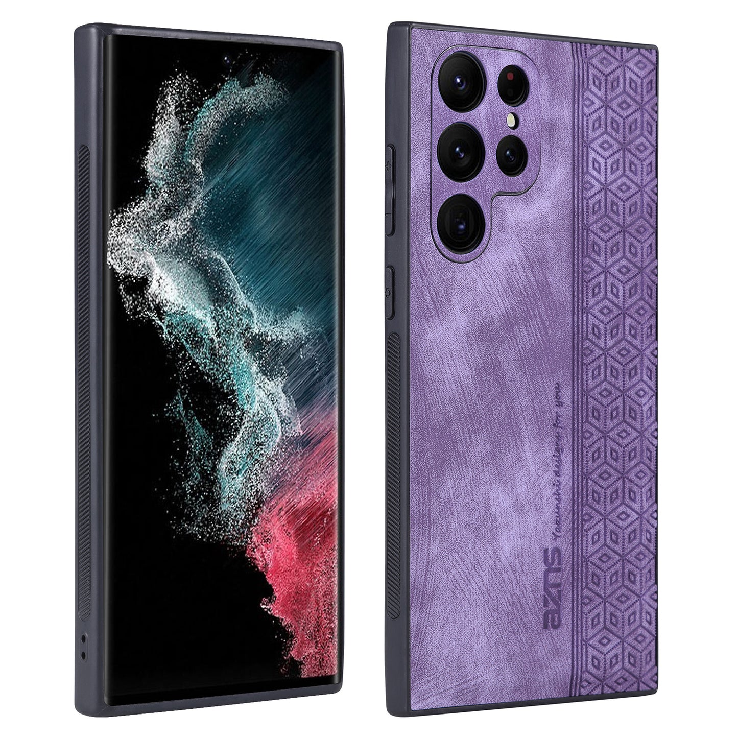 AZNS For Samsung Galaxy S24 Ultra Cell Phone Case Imprint PU Leather+TPU Drop-proof Cover - Purple