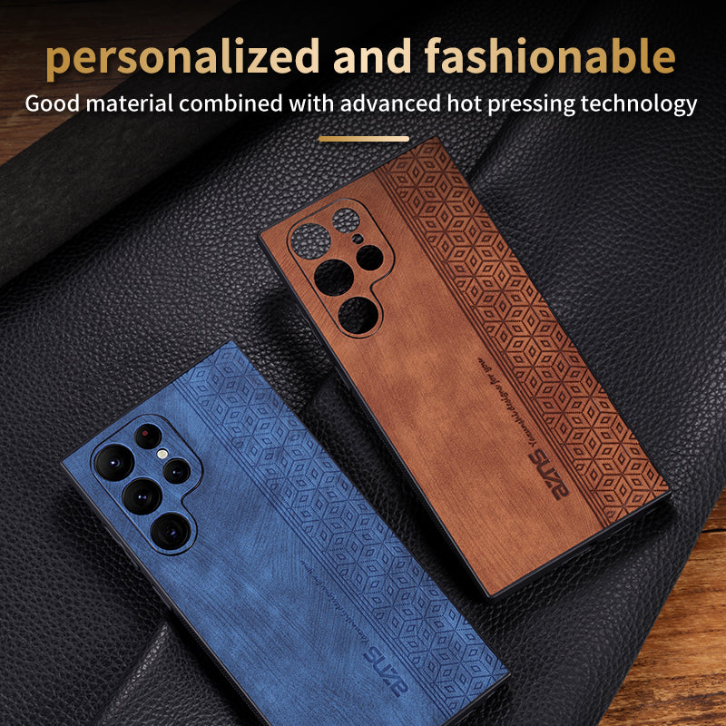 AZNS For Samsung Galaxy S24 Ultra Cell Phone Case Imprint PU Leather+TPU Drop-proof Cover - Green