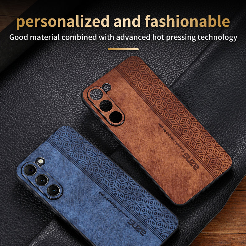 AZNS For Samsung Galaxy S24+ Imprinted Case PU Leather+TPU Mobile Phone Guard Cover - Blue