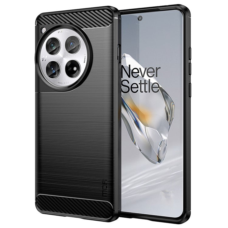 MOFI JK TPU Series-1 For OnePlus 12 5G Case Carbon Fiber Texture TPU Phone Cover - Black