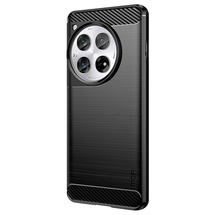 MOFI JK TPU Series-1 For OnePlus 12 5G Case Carbon Fiber Texture TPU Phone Cover - Black