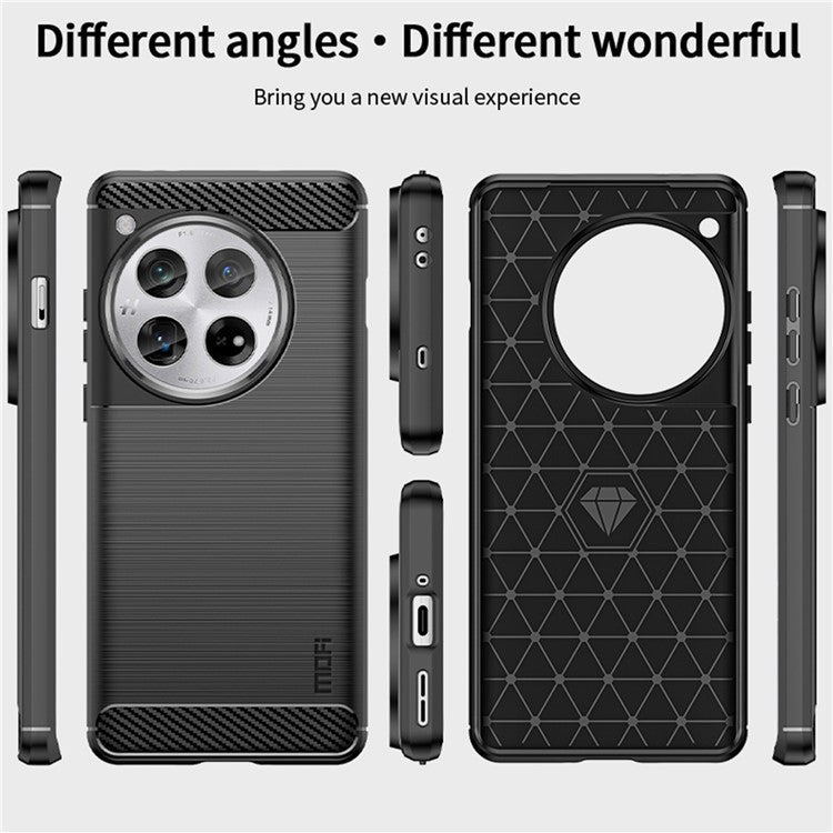 MOFI JK TPU Series-1 For OnePlus 12 5G Case Carbon Fiber Texture TPU Phone Cover - Blue