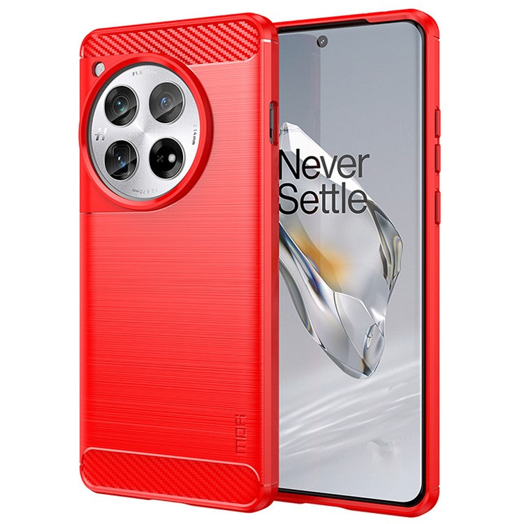 MOFI JK TPU Series-1 For OnePlus 12 5G Case Carbon Fiber Texture TPU Phone Cover - Red