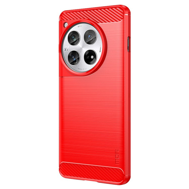 MOFI JK TPU Series-1 For OnePlus 12 5G Case Carbon Fiber Texture TPU Phone Cover - Red