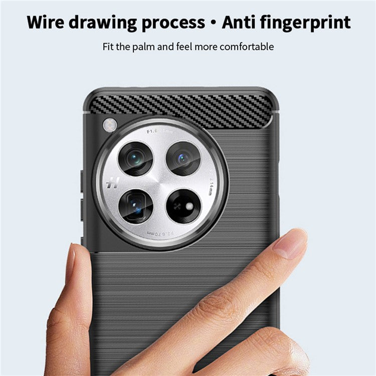 MOFI JK TPU Series-1 For OnePlus 12 5G Case Carbon Fiber Texture TPU Phone Cover - Red