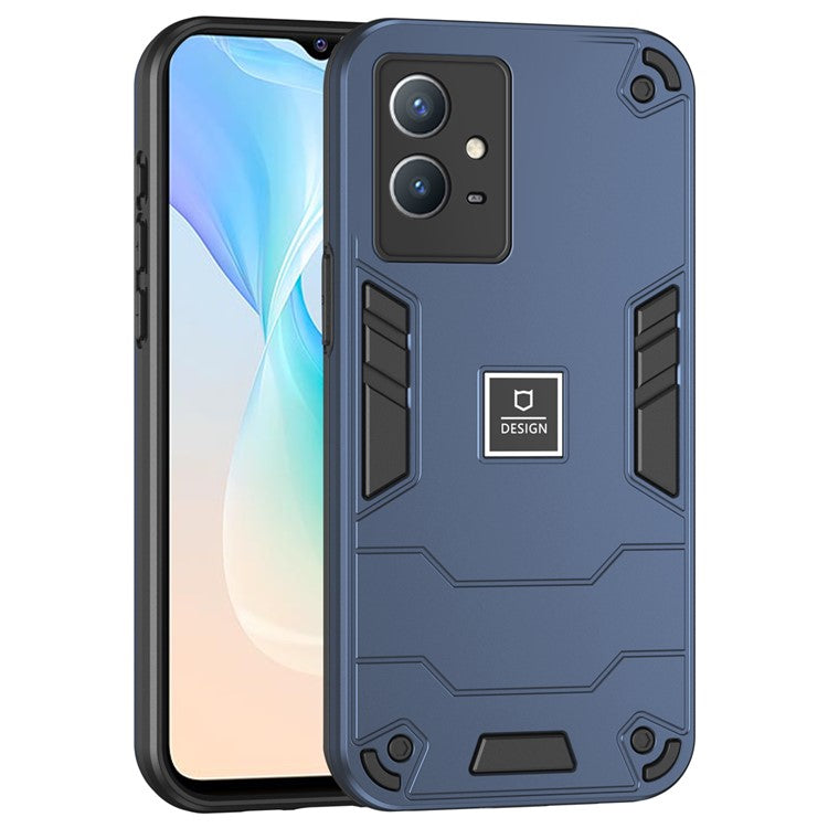 For vivo Y33s / T1x 4G Case Scratch Resistant Protective Phone Cover - Navy Blue