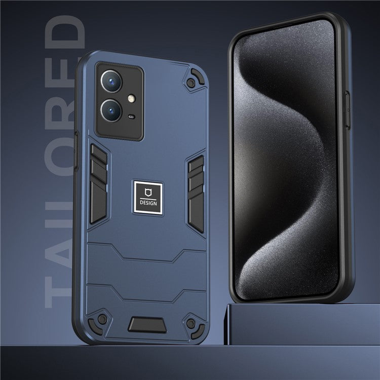 For vivo Y33s / T1x 4G Case Scratch Resistant Protective Phone Cover - Navy Blue