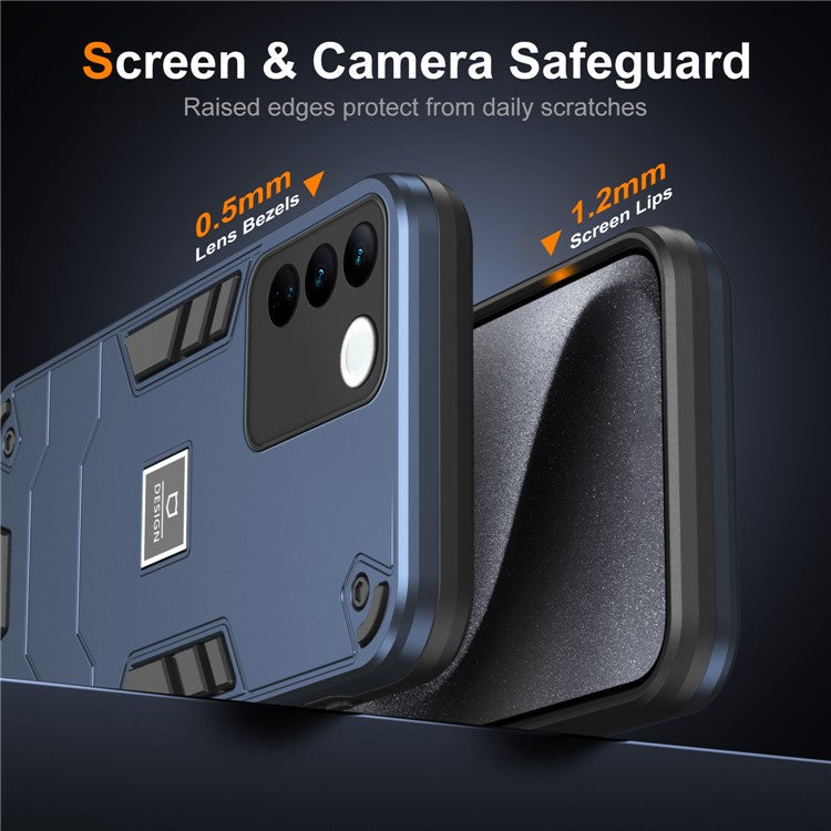 For vivo V27 5G / V27 Pro 5G / S16 / S16 Pro Case Rugged Hard PC+Soft TPU Phone Cover - Navy Blue