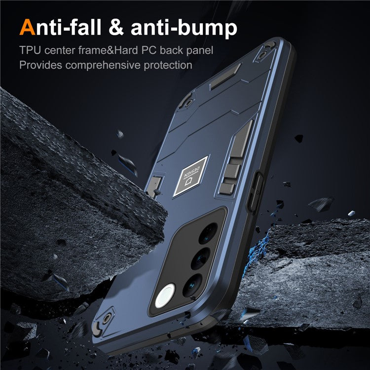 For vivo V27 5G / V27 Pro 5G / S16 / S16 Pro Case Rugged Hard PC+Soft TPU Phone Cover - Navy Blue