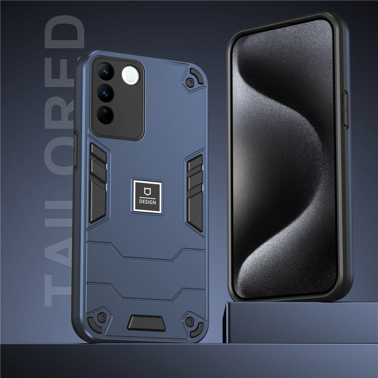 For vivo V27 5G / V27 Pro 5G / S16 / S16 Pro Case Rugged Hard PC+Soft TPU Phone Cover - Navy Blue