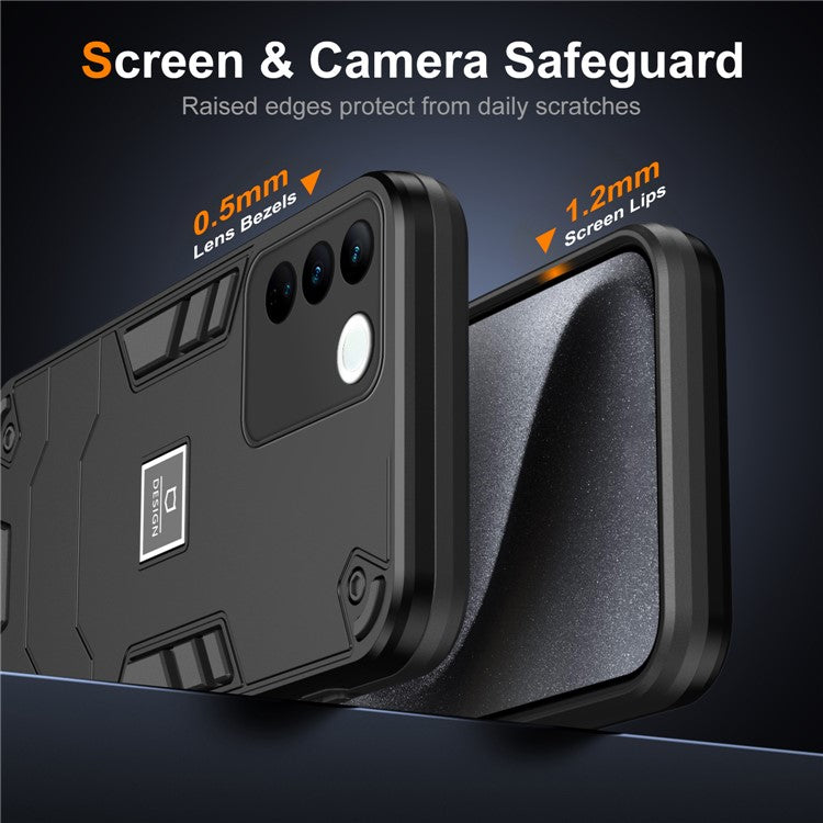 For vivo V27 5G / V27 Pro 5G / S16 / S16 Pro Case Rugged Hard PC+Soft TPU Phone Cover - Black