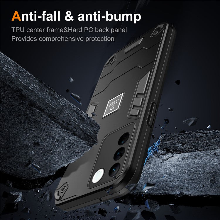 For vivo V27 5G / V27 Pro 5G / S16 / S16 Pro Case Rugged Hard PC+Soft TPU Phone Cover - Black
