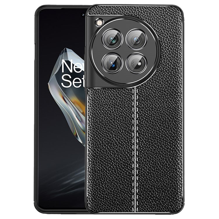 For OnePlus 12 5G Soft TPU Case Litchi Texture Protective Phone Cover - Black
