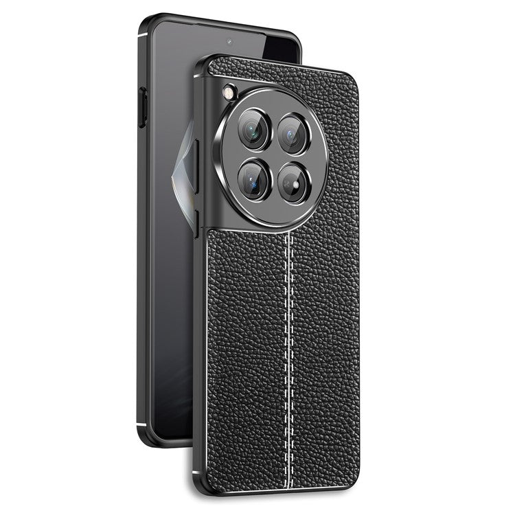 For OnePlus 12 5G Soft TPU Case Litchi Texture Protective Phone Cover - Black