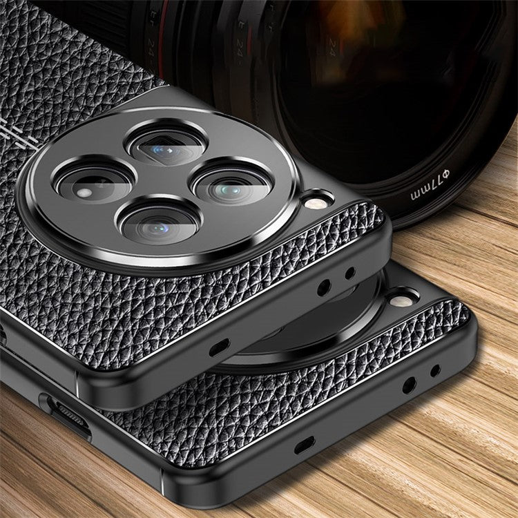 For OnePlus 12 5G Soft TPU Case Litchi Texture Protective Phone Cover - Black