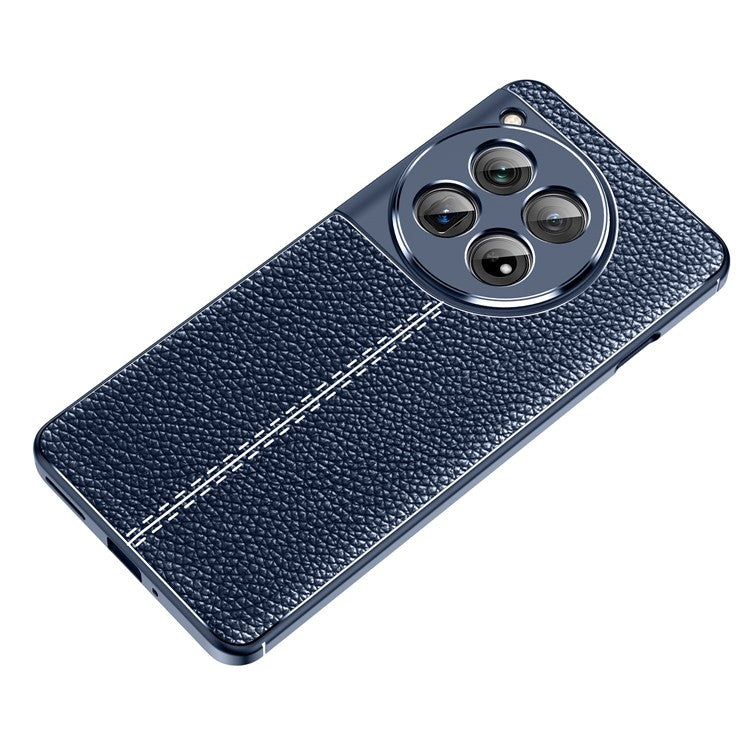 For OnePlus 12 5G Soft TPU Case Litchi Texture Protective Phone Cover - Blue