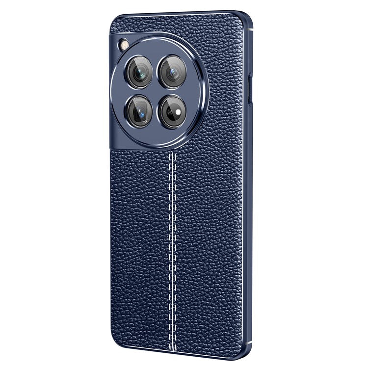 For OnePlus 12 5G Soft TPU Case Litchi Texture Protective Phone Cover - Blue