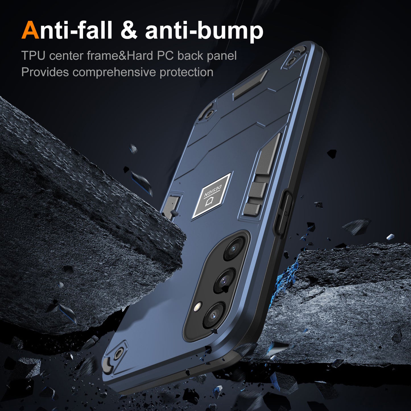 For Samsung Galaxy S24+ Phone Case Dual Layer Hard PC Soft TPU Protective Cover - Navy Blue