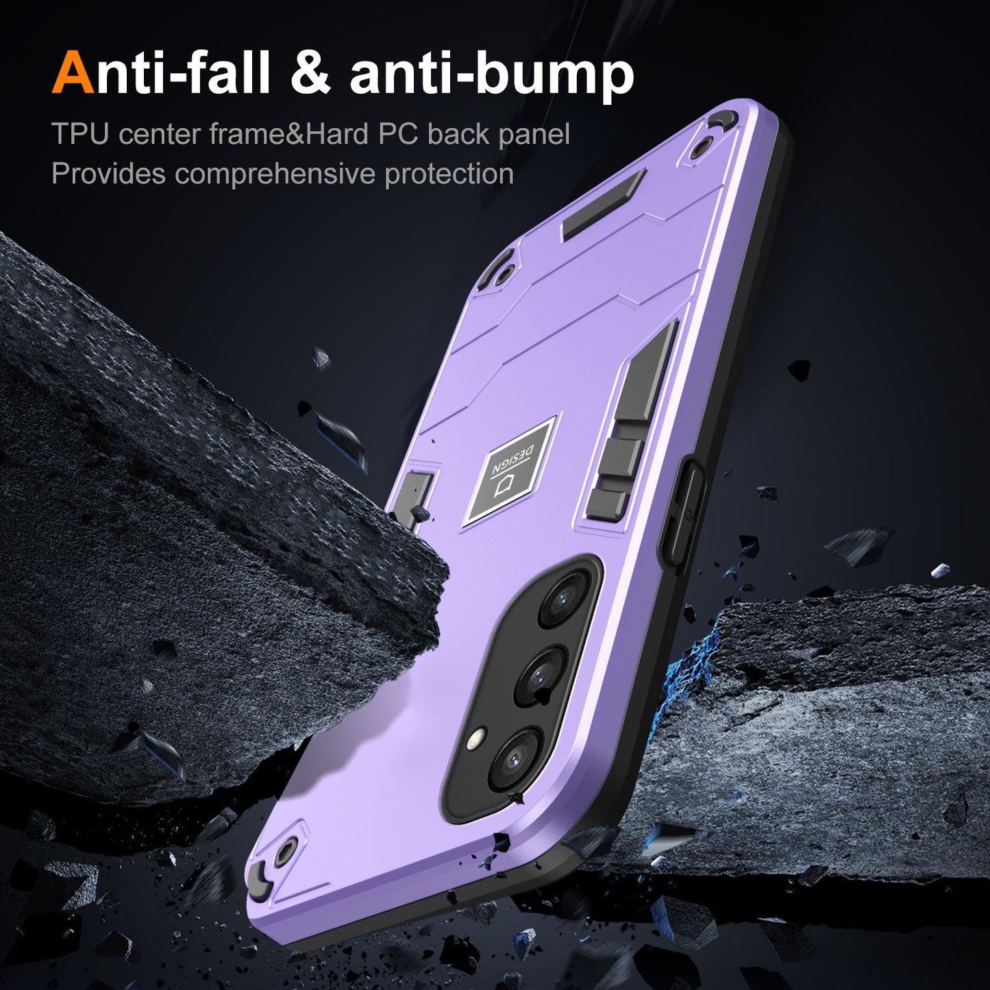 For Samsung Galaxy S24+ Phone Case Dual Layer Hard PC Soft TPU Protective Cover - Purple
