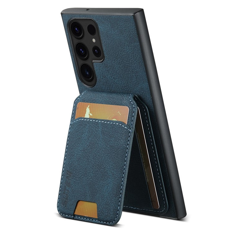 SUTENI H02 For Samsung Galaxy S22 Ultra 5G Case Card Slots Kickstand Phone Cover - Blue