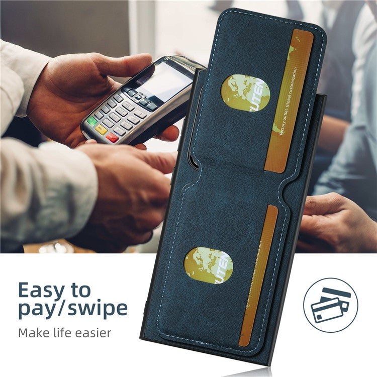 SUTENI H02 For Samsung Galaxy S22 Ultra 5G Case Card Slots Kickstand Phone Cover - Blue