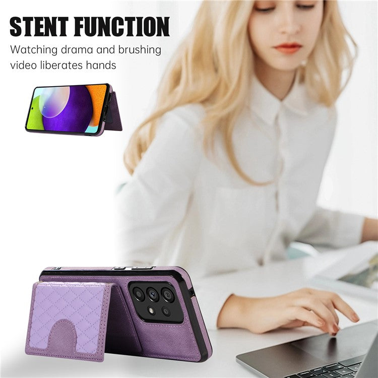 For Samsung Galaxy M32 5G / A32 5G Case Kickstand TPU+PU Leather Card Holder Phone Cover - Purple