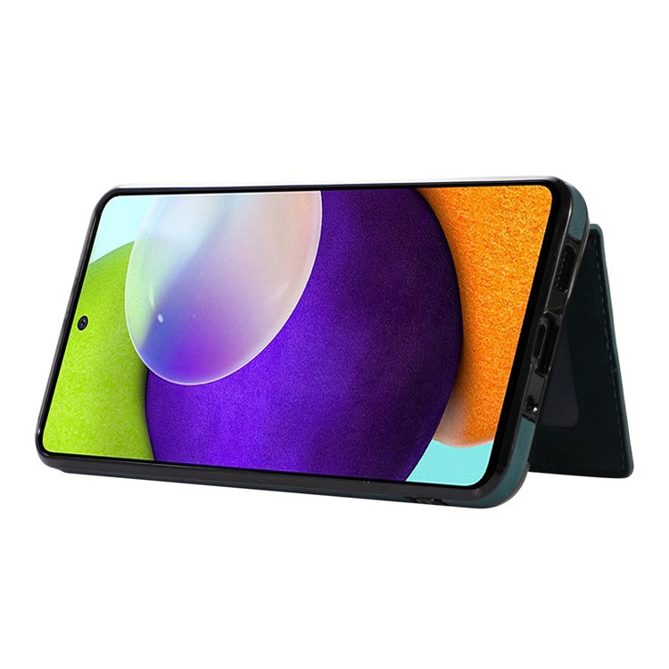 For Samsung Galaxy M32 5G / A32 5G Case Kickstand TPU+PU Leather Card Holder Phone Cover - Green
