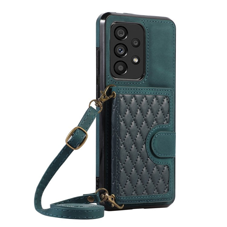 For Samsung Galaxy M32 5G / A32 5G Case Kickstand TPU+PU Leather Card Holder Phone Cover - Green