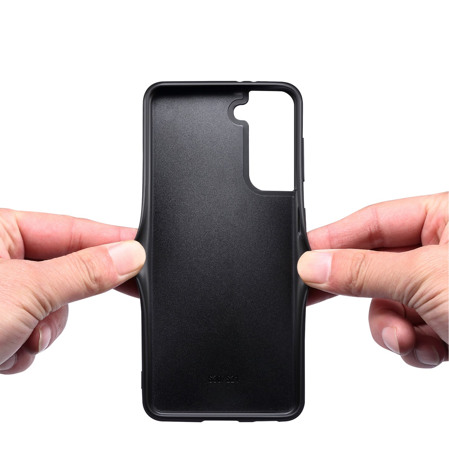 For Samsung Galaxy S24+ Calf Texture Case PC+TPU+PU Leather Anti-scratch Phone Shell - Black