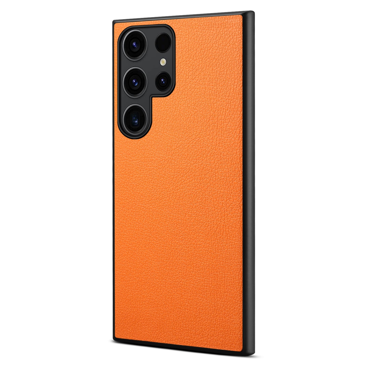 For Samsung Galaxy S24 Ultra Cell Phone Case Calf Texture Anti-fall PC+TPU+PU Leather Shell - Orange