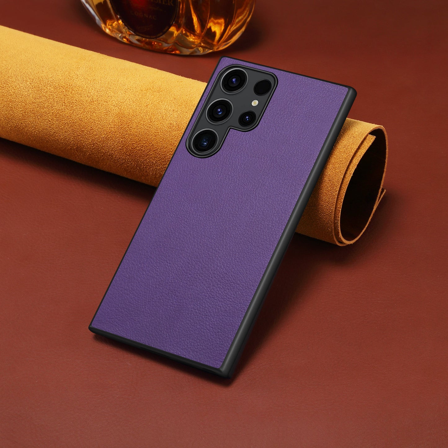 For Samsung Galaxy S24 Ultra Cell Phone Case Calf Texture Anti-fall PC+TPU+PU Leather Shell - Purple
