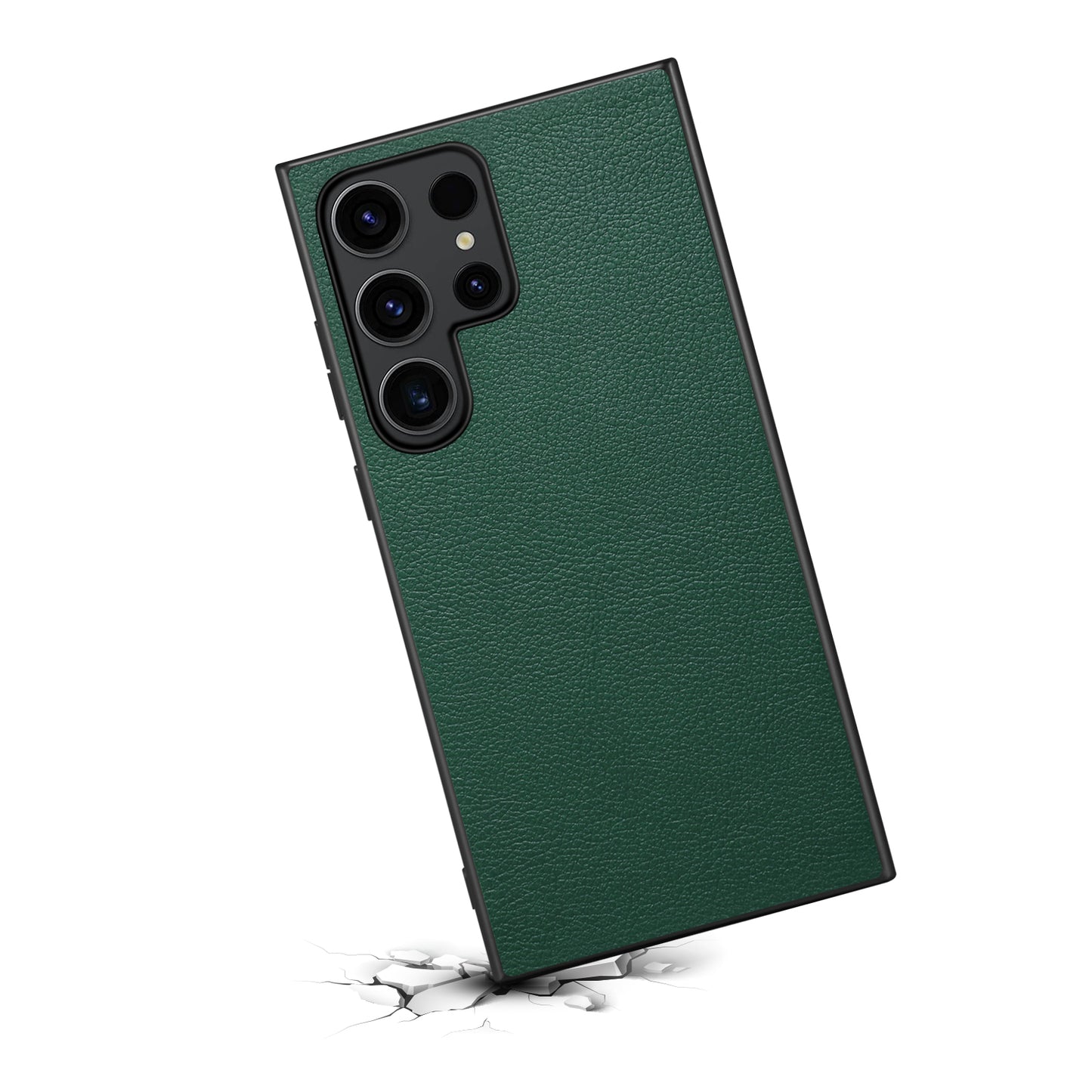 For Samsung Galaxy S24 Ultra Cell Phone Case Calf Texture Anti-fall PC+TPU+PU Leather Shell - Green