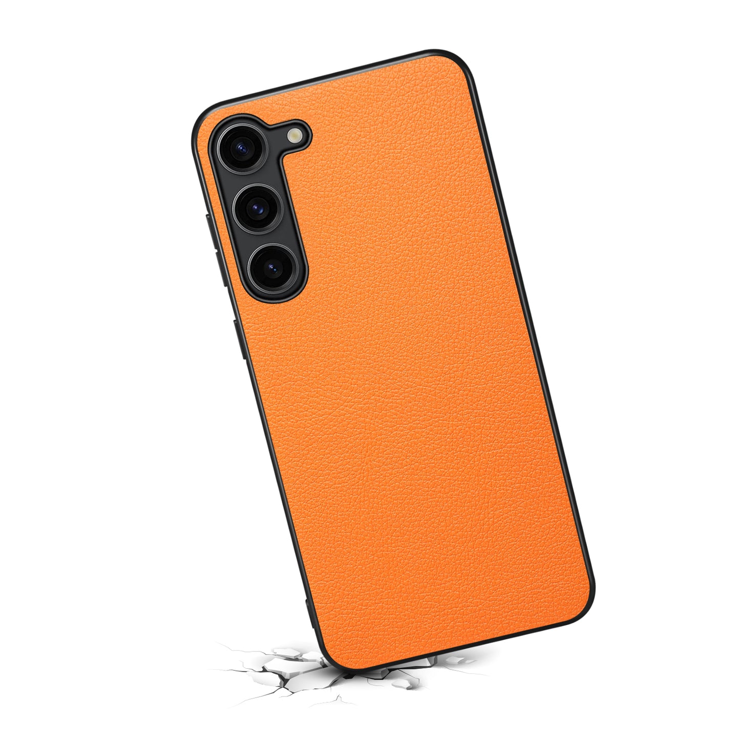For Samsung Galaxy S24 Calf Texture Cover PC+TPU+PU Leather Slim-Fit Cell Phone Case - Orange