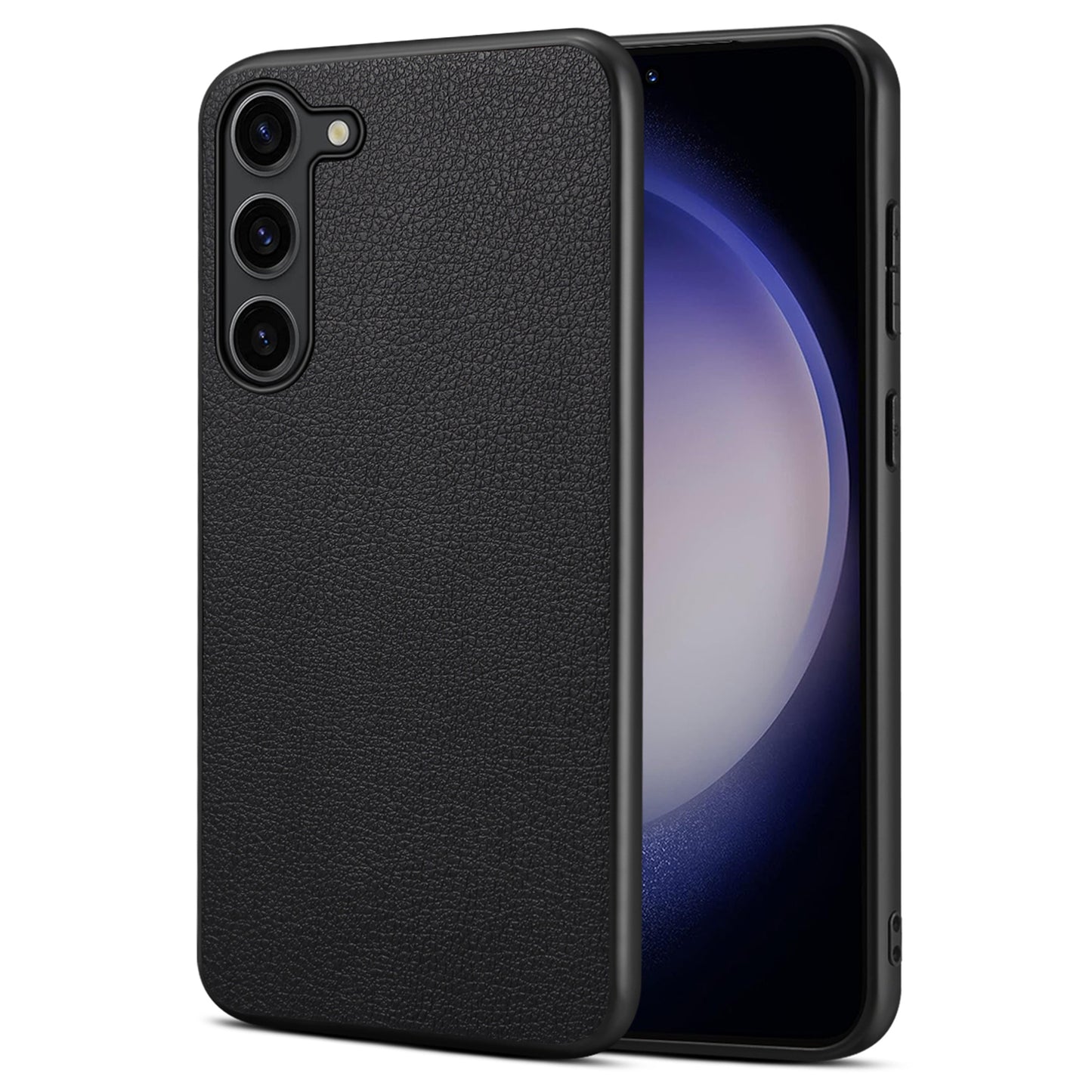 For Samsung Galaxy S24 Calf Texture Cover PC+TPU+PU Leather Slim-Fit Cell Phone Case - Black