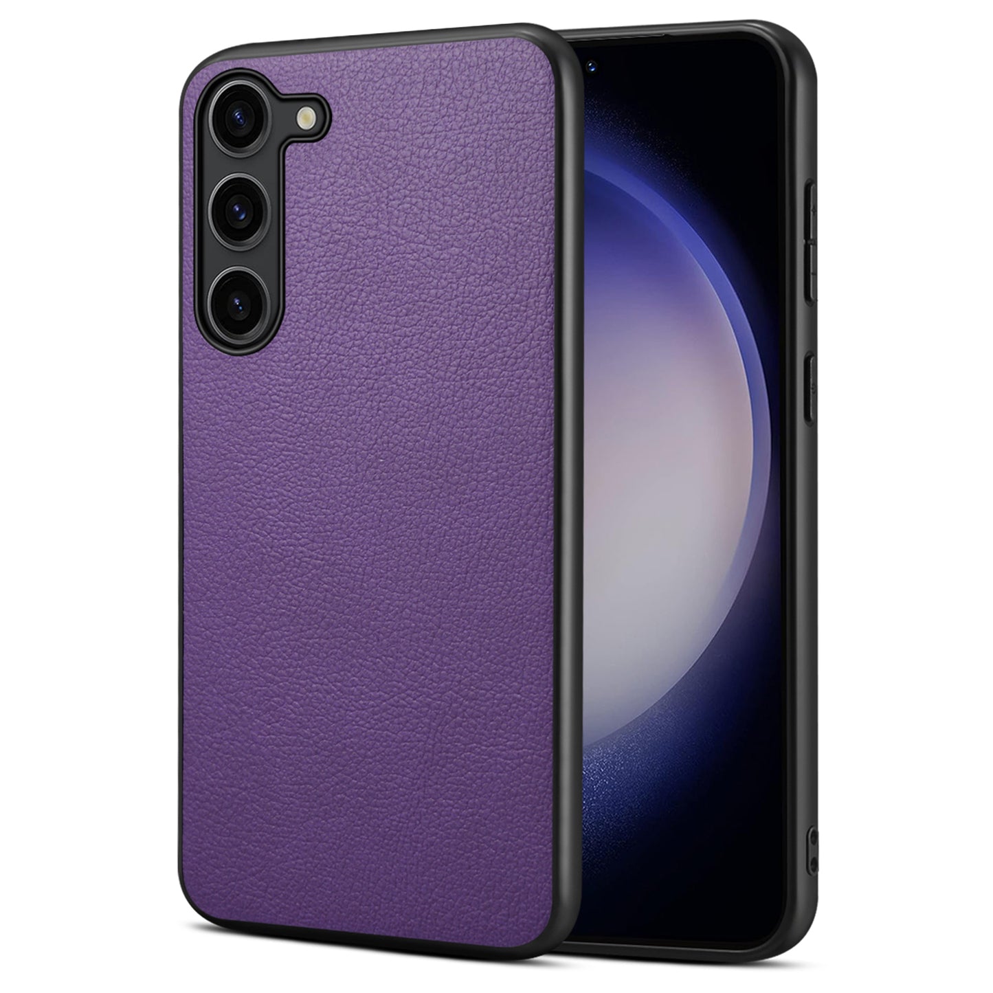 For Samsung Galaxy S24 Calf Texture Cover PC+TPU+PU Leather Slim-Fit Cell Phone Case - Purple