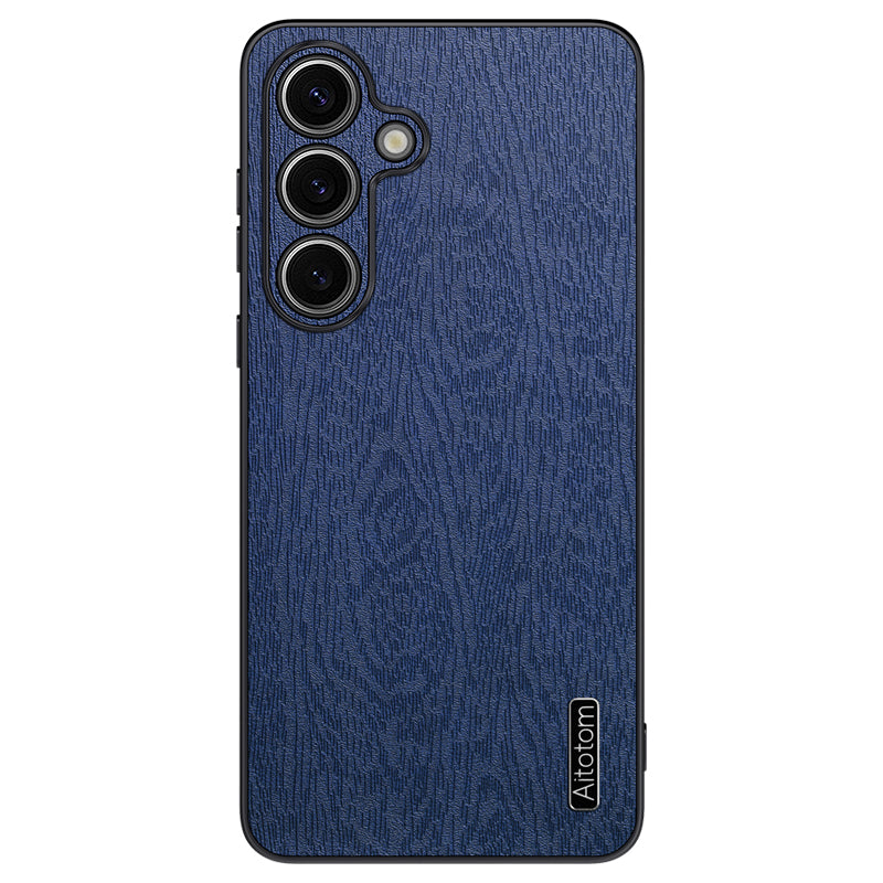 For Samsung Galaxy S24 Case Wood Grain Drop Protection Phone Cover - Blue