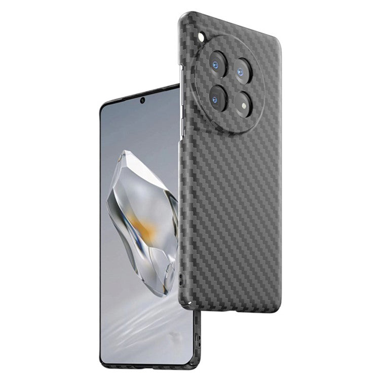 For OnePlus 12 5G Case Carbon Fiber Texture Hard PC Anti-fingerprint Phone Protective Cover - Black